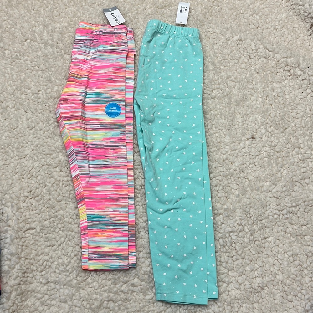 Girls NWT crop leggings, size 8, Gap, Carters, lot of 2